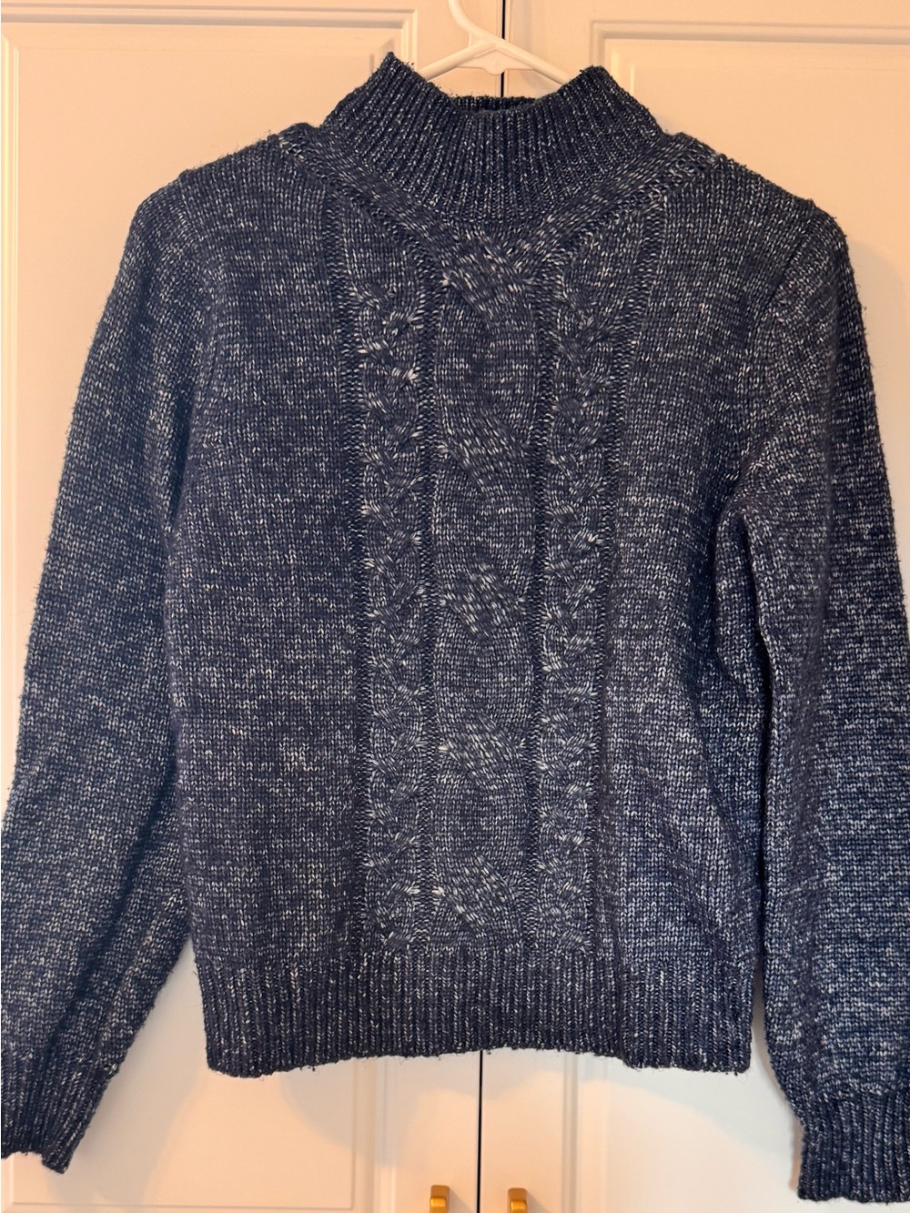 Banana Republic x Repreve Navy Blue Cable Knit Mockneck Sweater - Size XS